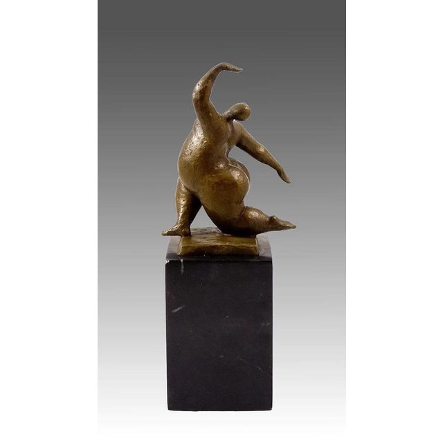 Metal Squatting Nude Dancer Sculpture, Bronze For Sale - Image 7 of 8