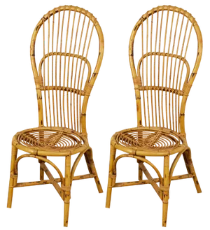 Set of Vintage Italian Bamboo Chairs, 1960s