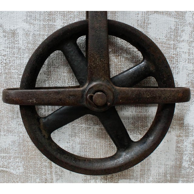 Antique Cast Iron Pulley Wheel, 1900s For Sale - Image 3 of 9