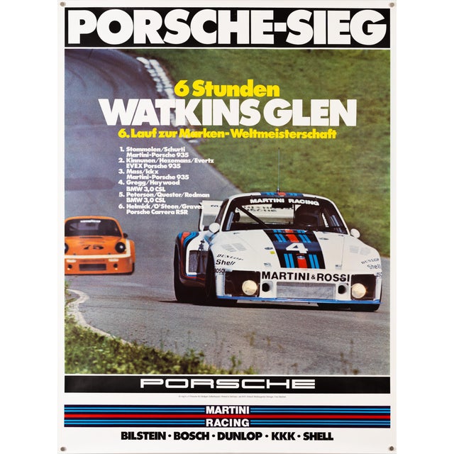 Victory at Watkins Glen 6 Hours Porsche Poster by Erich Strenger, 1976 For Sale