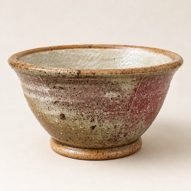 Contemporary Vintage Studio Pottery Bowl, Signed Large Stoneware, Organic Modern Centerpiece For Sale - Image 3 of 15