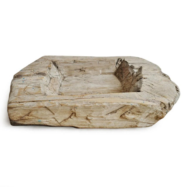 Rustic Antique Old India Narrow Wood Trough For Sale - Image 3 of 6