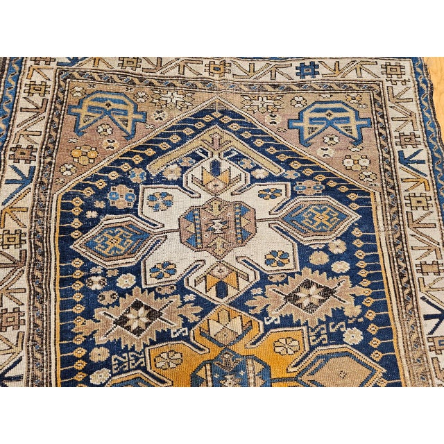 Antique Caucasian Shirvan Area Rug, Hand-Woven Wool, Medallion Design, 3' x 5' For Sale - Image 11 of 18