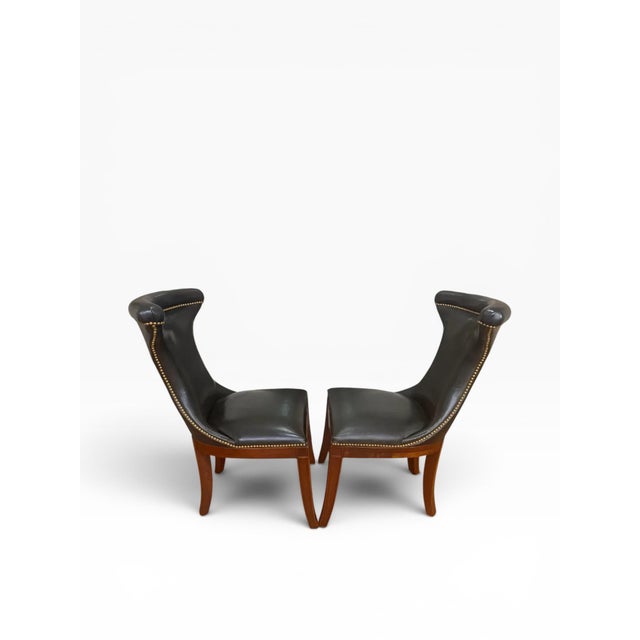 Wood Polo Ralph Lauren for Henredon "Highgate" Leather Dining Chairs- Set of 4 For Sale - Image 7 of 14