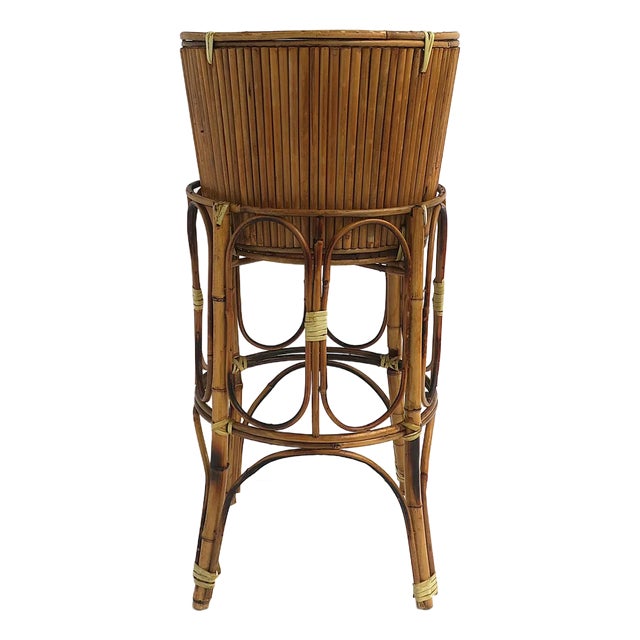 Wicker Bamboo Plant Stand Holder Cachepot For Sale