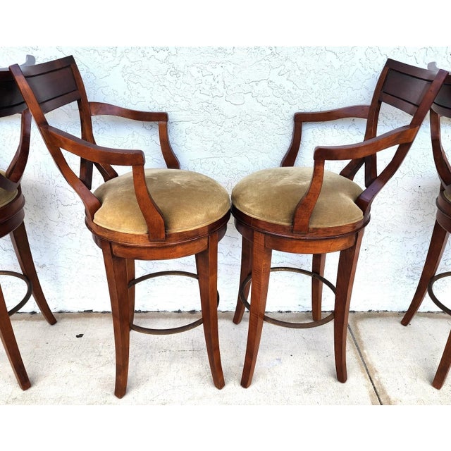 Brown Century Furniture Swivel Bar Stools Set of 4 For Sale - Image 8 of 18