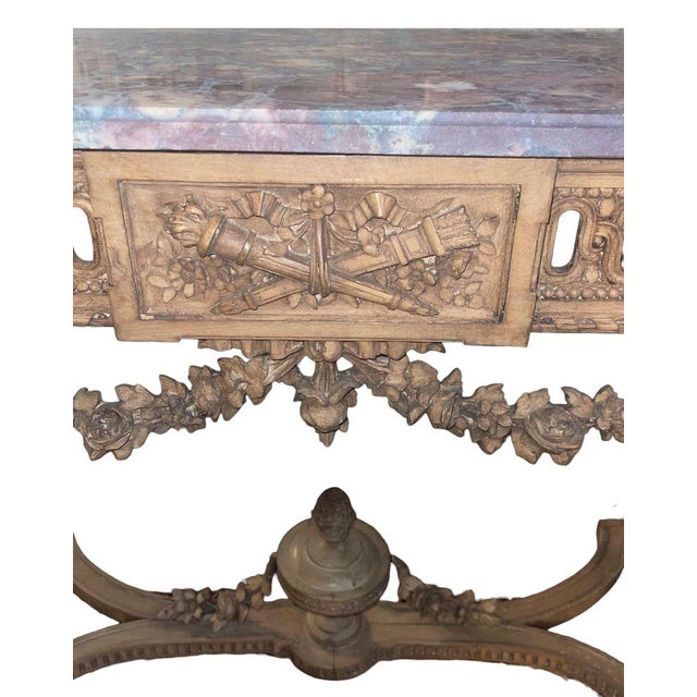 French Pair of 19th Century French Louis XIV Style Console Tables With Marble Tops For Sale - Image 3 of 10