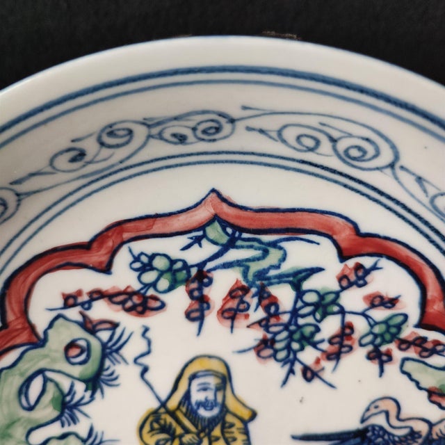 Early 20th Century Chinese Ceramic Plate,Kangxi Marked Blue and White Porcelain Plate Hand Painted Figures Story Pattern For Sale - Image 5 of 11