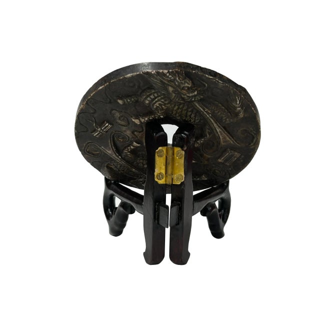 Asian Oriental Stone Ritual Mythical Motif Carving Display Plaque Art For Sale - Image 3 of 10