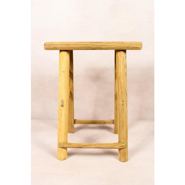 Vintage Rustic Stool in Elm For Sale - Image 5 of 5