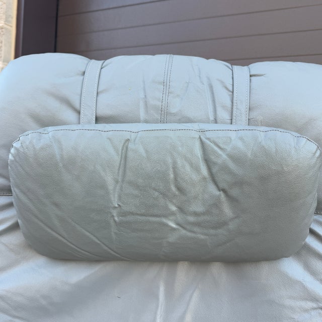 Mid Century Modern Plycraft Zero Gravity Reclining Lounge Chair in Gray Leather & Canvas For Sale - Image 9 of 18