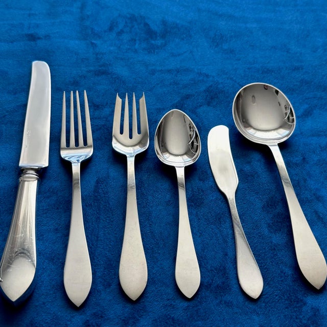 Metal 1910s Hollywood Regency Tiffany&Co. Faneuil Complete Set for 12 Sterling Silverware - 75 pcs For Sale - Image 7 of 11