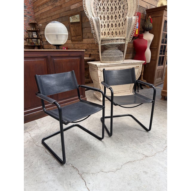 Armchairs in Leather and Metal from Matteo Grassi, Set of 2 For Sale - Image 10 of 10