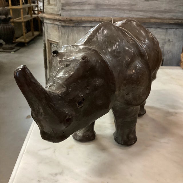 Mid 20th Century Leather Rhinoceros Sculpture From India For Sale In Atlanta - Image 6 of 9