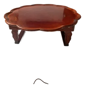 Vintage Korean-Style Low Ornate Wood Folding Table/Tea/Dining Tray