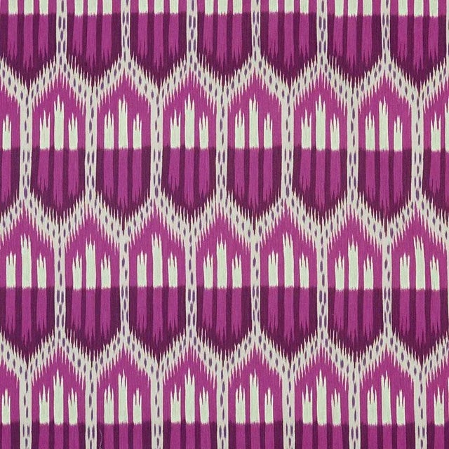 Sample- Schumacher Bukhara Ikat Fabric in Fuchsia For Sale