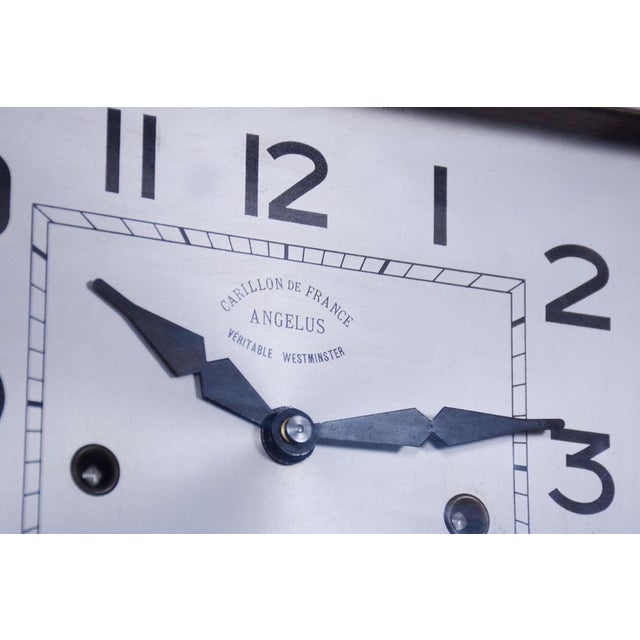 Art Deco Wall Clock in Walnut attributed to Angelus, France, 1930s For Sale - Image 4 of 18