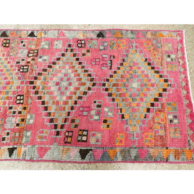 Rose Galerie Shabab Collection Mid-20th Century Turkish Colorful Oushak Runner With Tribal Design For Sale - Image 8 of 10