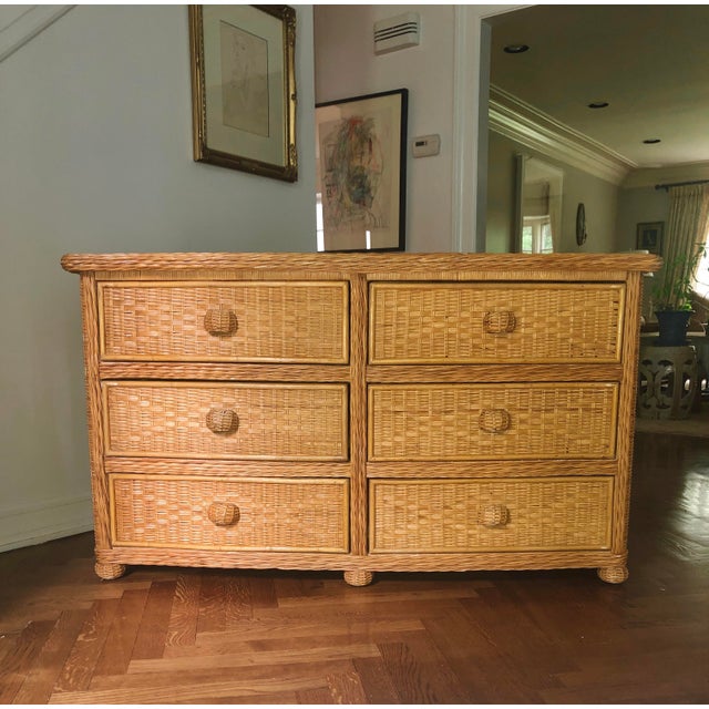 Vintage Henry Link Style Wicker Double Chest of Drawers Chairish