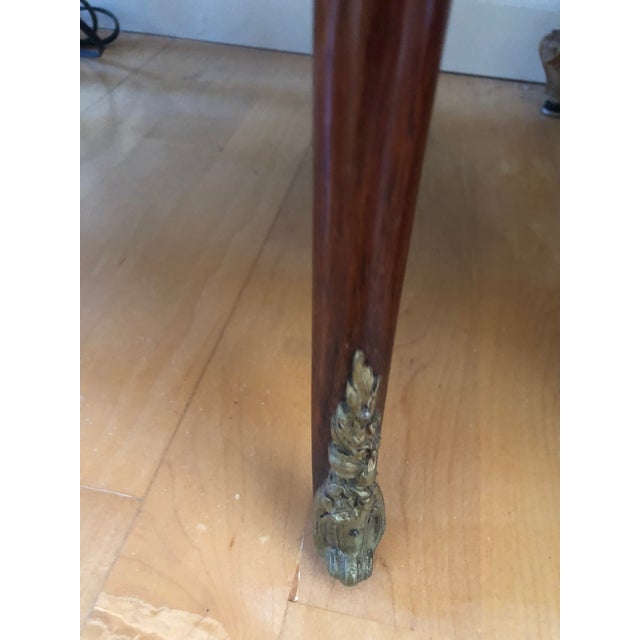 French Style 3-Tier Marble Top Mahogany Accent Table For Sale - Image 9 of 9