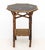 Chinoiserie Lacquered Bamboo Lamp Table, the black lacquer octagonal top with painted floral design, the bamboo frame with...