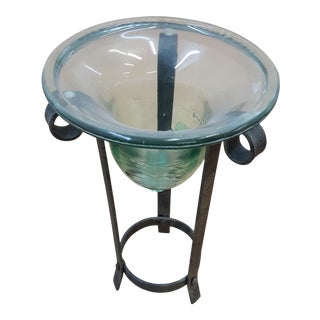 Sarreid Murano Glass Planter on Iron Stand For Sale