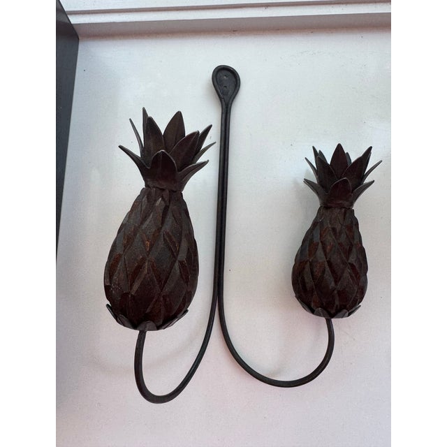 Pair of Pineapple Form Wrought Iron Wall Candle Sconces For Sale In New York - Image 6 of 13