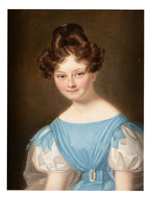 Unknown, Portrait of a Young Lady in Blue Empire Dress, 1800s, Oil on Canvas