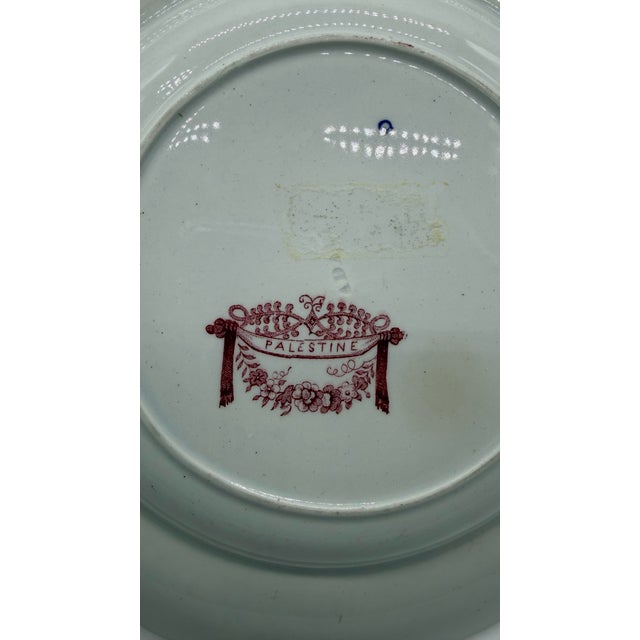 Ceramic A Antique Staffordshire "Palestine" Pink Transfer Decorated Soup Plate, 1830’s For Sale - Image 7 of 10