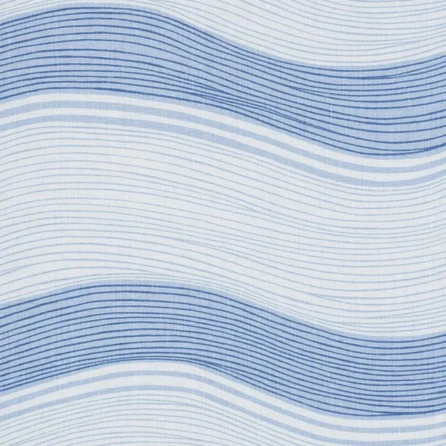 Sample - Schumacher La Marea Fabric in Blue For Sale