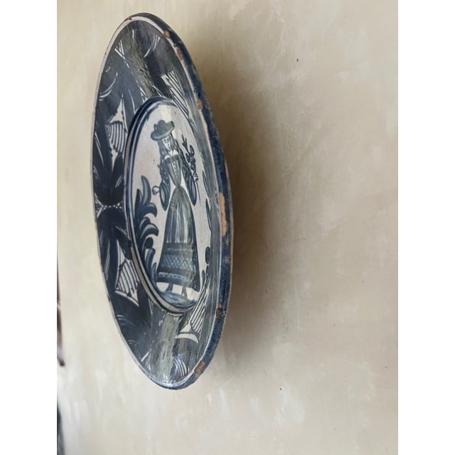 Blue Large Spanish Faience Plate, C 1900 For Sale - Image 8 of 11