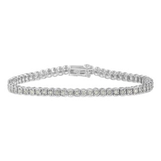 .925 Sterling Silver 1.0 Cttw Diamond Miracle-Set Cut-Circle 7" Tennis Bracelet (I-J Color, I2-I3 Clarity) For Sale