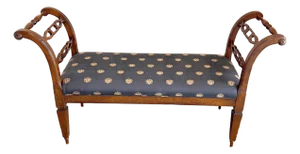 Late 20th Century Baker Milling Road Carved Wood Upholstered Bench With Slip Cover