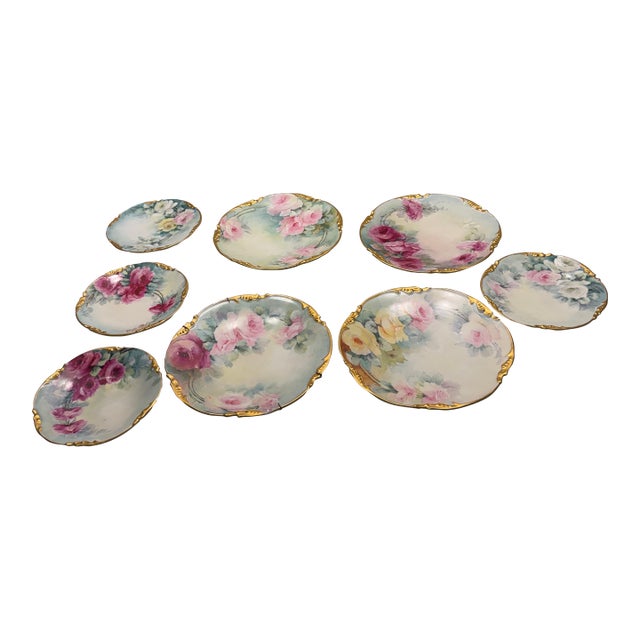 French Limoges Hand Painted Porcelain Plates For Sale