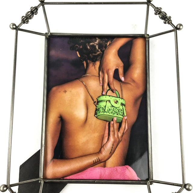 1990s Metal Photo Frame With Glass Circa 1997 For Sale - Image 5 of 9