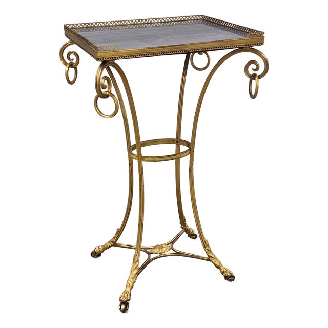 Antique Late 19th Century Gilt Bronze and Marble Top Gueridon Table For Sale