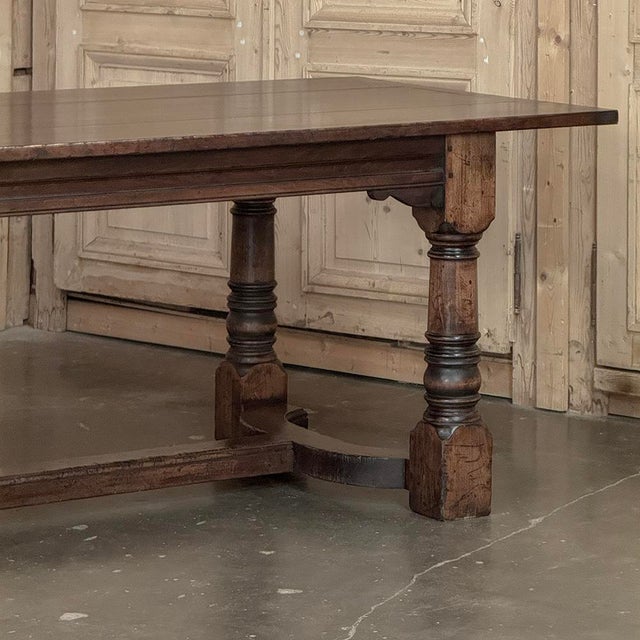 18th Century English Oak Trestle Dining Table With Turned Supports For Sale - Image 12 of 17