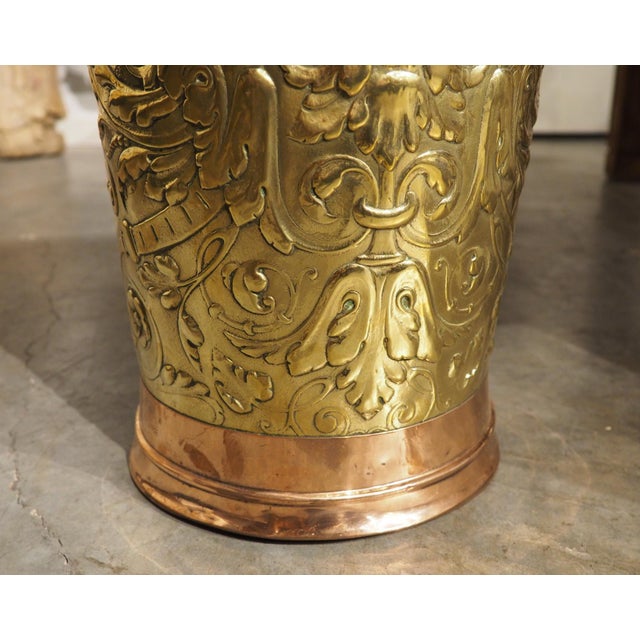 Antique French Brass and Copper Repousse Ceremonial Hotte, Late 1800s For Sale - Image 14 of 17