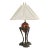 Vintage Neoclassical Athénienne Table Lamp With Red Marble Orb & Pleated Shade For Sale