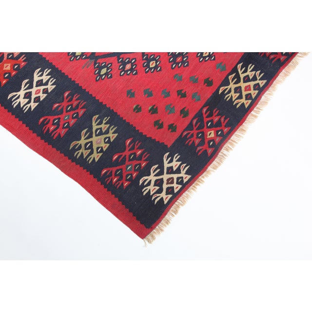 Late 19th Century Late 19th Century Antique Red Tones Collector Kilim Rug - 6' 2'' X 4' 4'' For Sale - Image 5 of 12