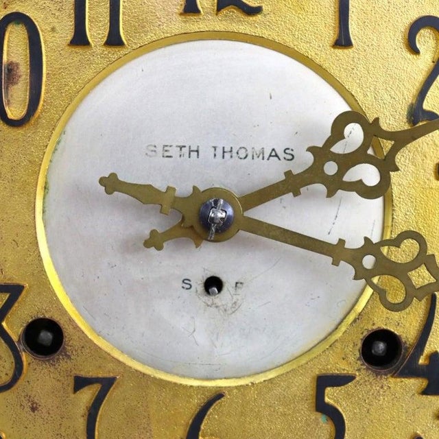 Metal Seth Thomas “Grand Model” Copper & Brass Automatic 8-Day Alarm Clock C1920 For Sale - Image 7 of 11