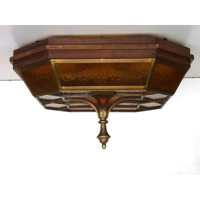Antique Secessionist Glass Flush Lamp For Sale - Image 3 of 8