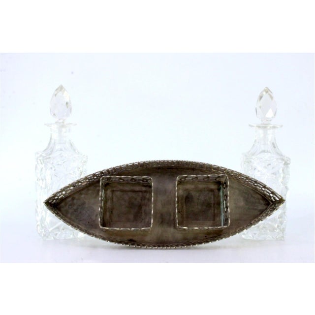 Perfume Bottles in Cut Glass with Silver Frame and Ship Grid, Set of 3 For Sale - Image 5 of 7