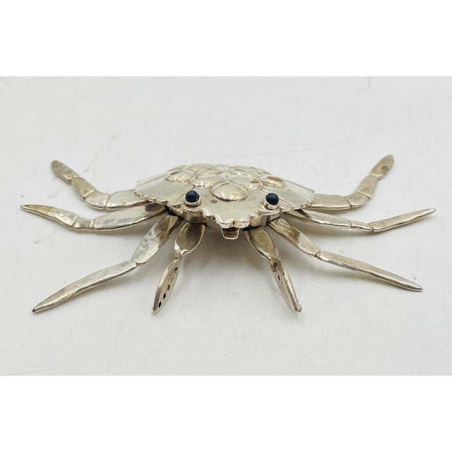 Mexican 1980s Emilia Castillo Articulated Crab Sculpture, Silver Plated Brass, Mexican Art For Sale - Image 3 of 13