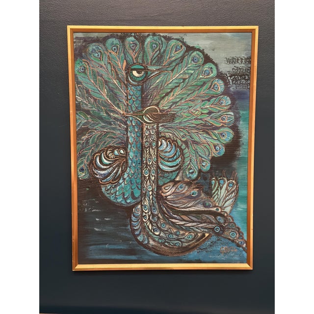 Covey/Givell, Peacocks, 1974, Oil on Canvas, Framed For Sale - Image 14 of 18