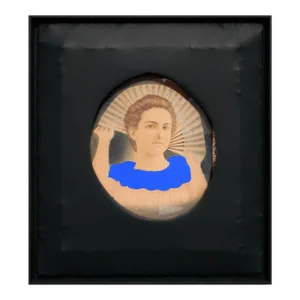 2020 "Matilda" Contemporary Black Canvas Wrapped Portrait With Vibrant Blue Collar by Matthew Reeves