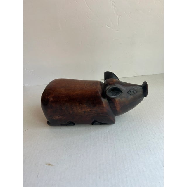 Wood Vintage Wood Pig Figure For Sale - Image 7 of 7