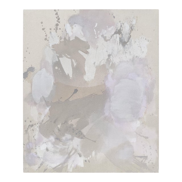 Original Contemporary Abstract Painting in Muted Taupe, Chalky White, and Soft Lilac by American Lyrical Abstractionist Stacey Warnix For Sale