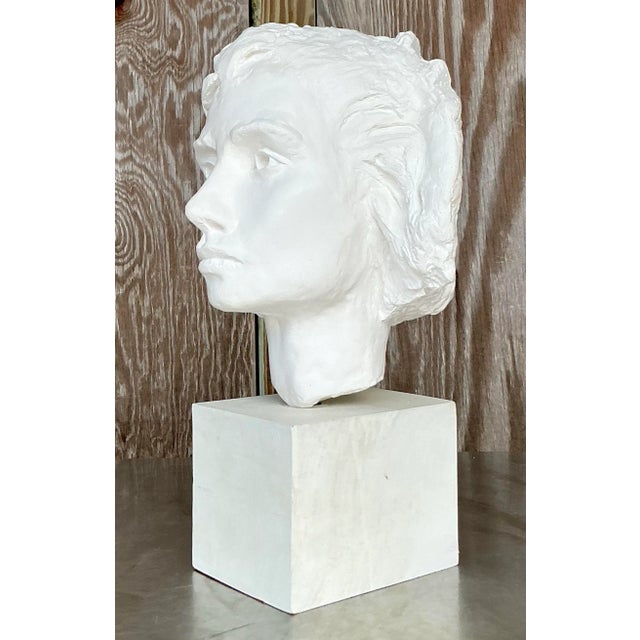 Vintage Boho Plaster Bust of Woman For Sale - Image 9 of 9