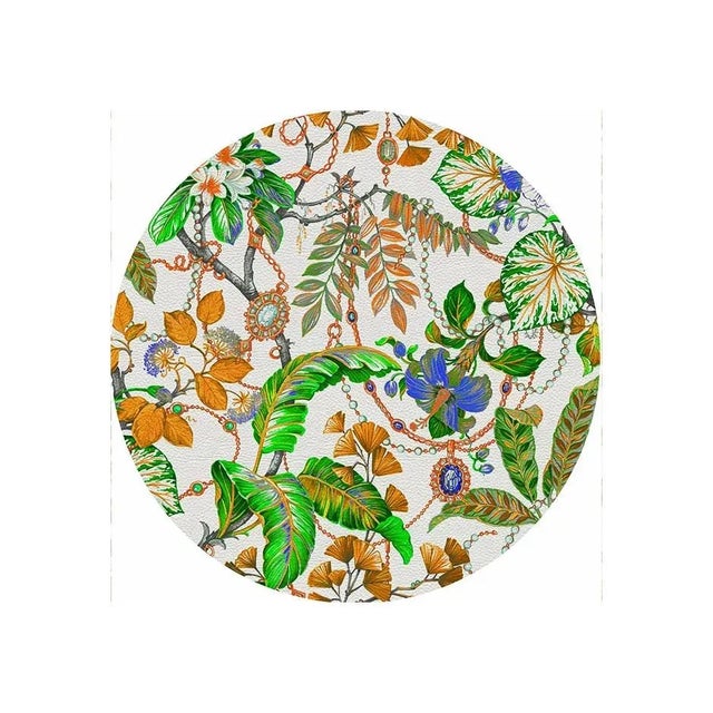 These pebbled vinyl leather placemats have patterns on the front and off-white on the back. This set can be used indoors...
